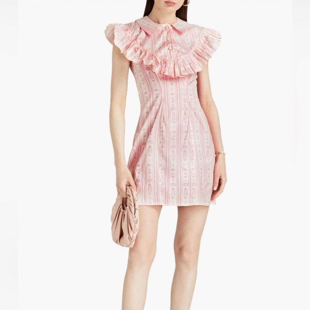 Sindiso Khumalo Ruffled Pink Printed Silk Dress NWT UK 12 / US 8